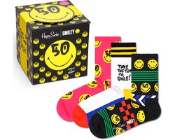 Happy Socks Smiley Collector's Edition 3-pack (3-pack) - hoge unisex enkelsokken - zwart - Unisex - Maat: 41 - 46