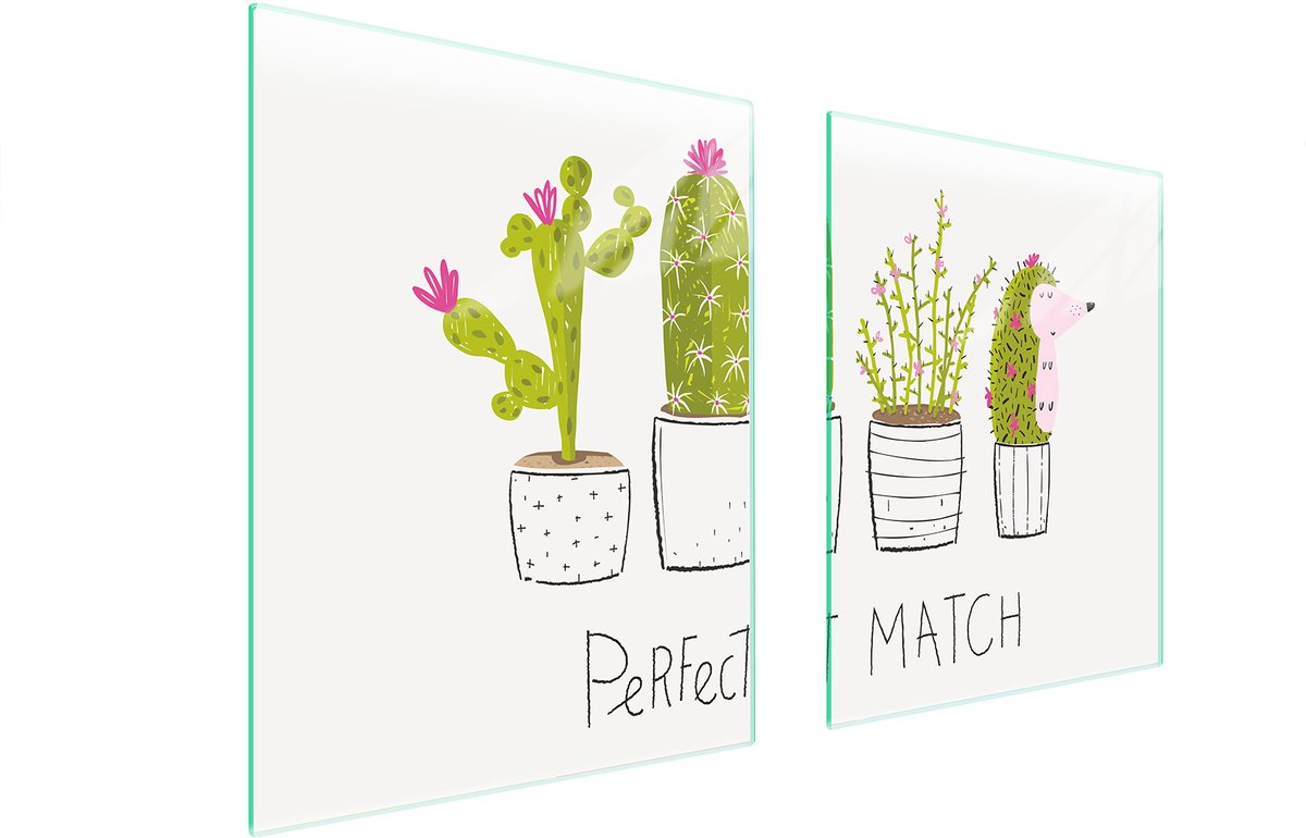 TMK ArtDeko - Serie Kaktus - Glazen Beschermplaat - 85x52 cm - Hardglas