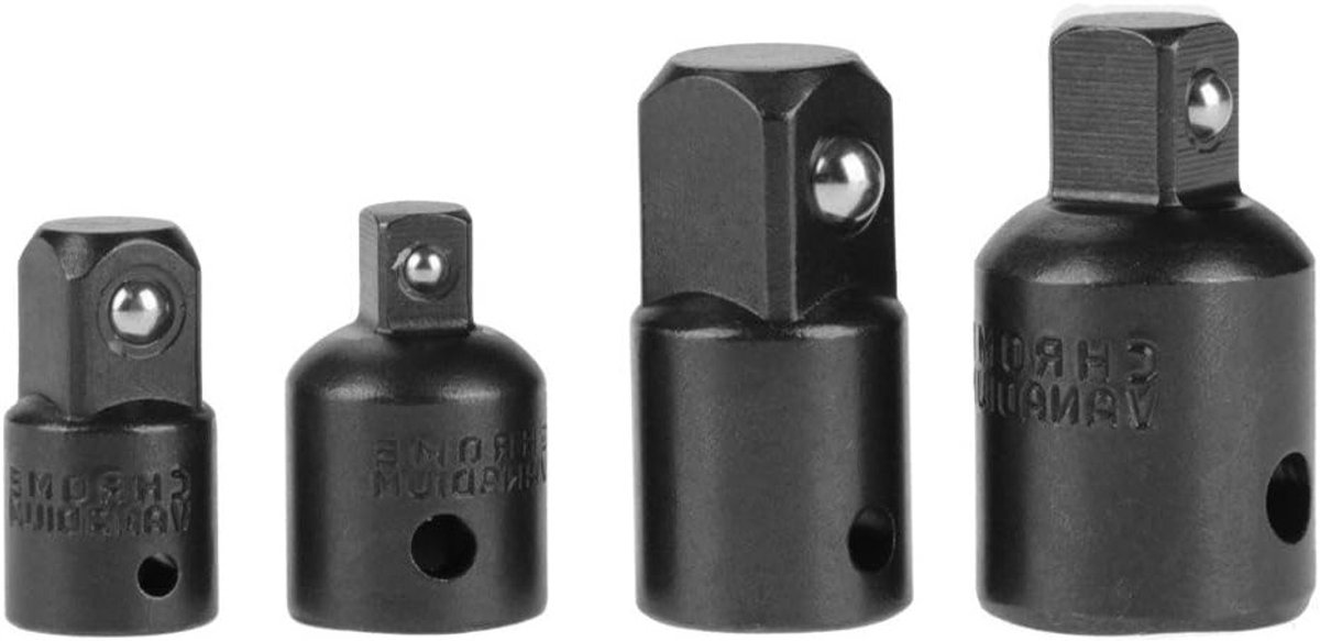 4-delige Chrome Vanadium Stalen Socket Adapter en Reducer Set - 1/4 inch, 3/8 inch, 1/2 inch Wrench Adapter, Verlengstuk en Locking Mechanisme voor Gereedschap