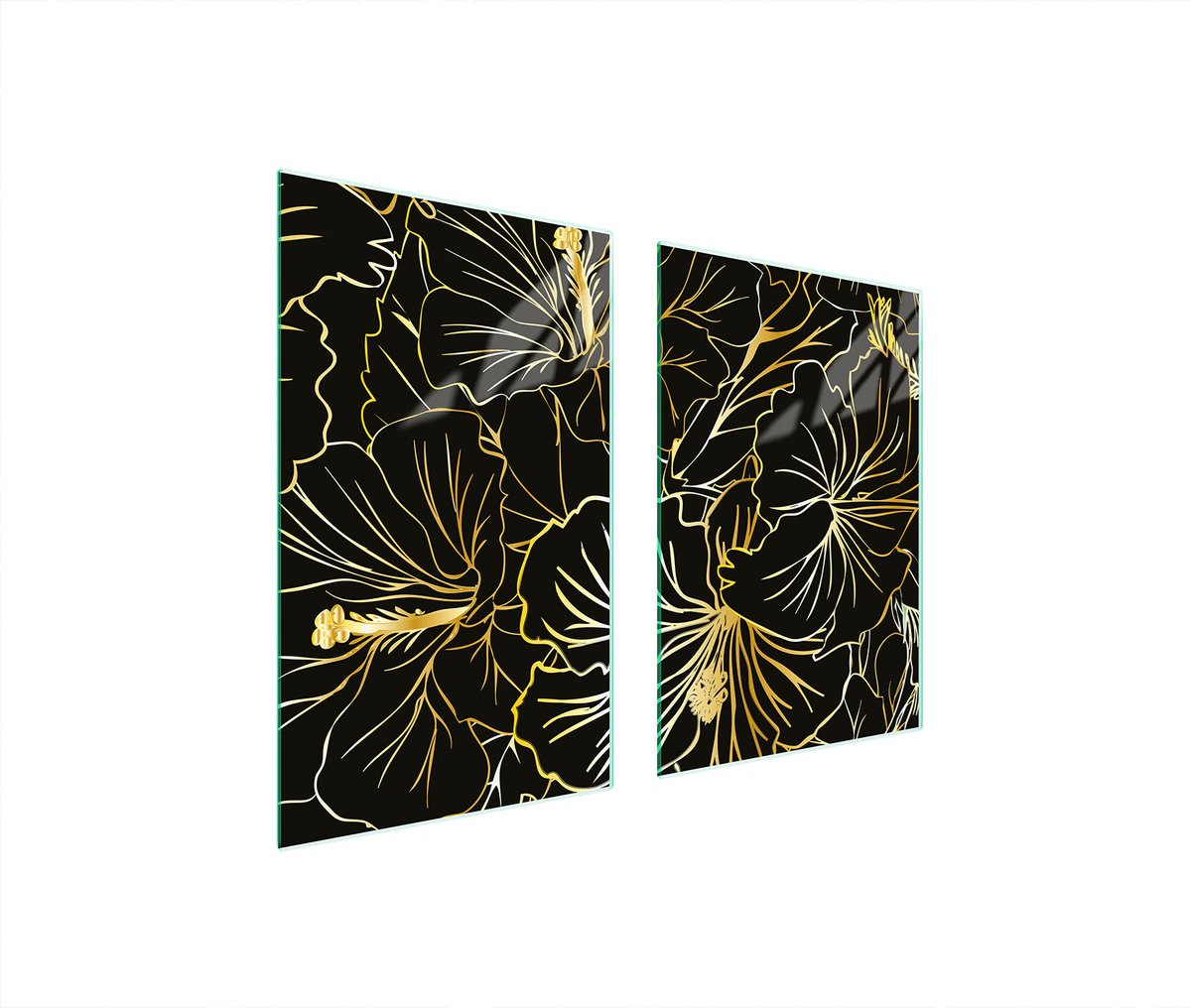 TMK ArtDeko - Glasfornuisbeschermer - 65x52 cm - Kleur Bloemen - Hartglas