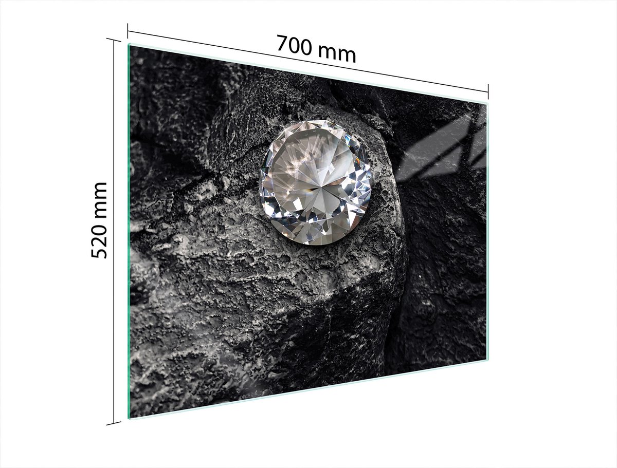 TMK ArtDeko - Kookplaat Achterwand - 70x52 cm - Szkło Hartowane - Diamantpatroon