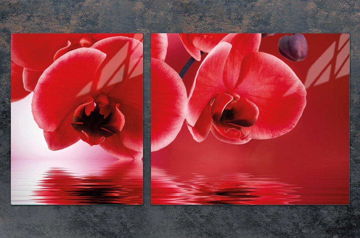 TMK ArtDeko - Snijplank en Beschermplaat van Glas - 100x52 cm - Orchidee