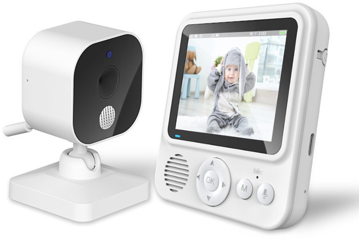 Ulisem - Babyfoon - Draadloze 2.8 Inch Monitor - Nachtzicht 10m - Tweerichtingsaudio - Temperatuursensor - Energiebesparing - 8 Slaapliedjes - Voor Slaapkamer en Kinderkamer Metaal