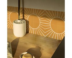 Alwayspon Tegelsticker, oranje zelfklevende plaktegels, sticker voor badkamer, keuken, spatwand, beschermfolie losmaken en aanbrengen, wandtegelsticker van vinyl, 25 stuks x 15 cm