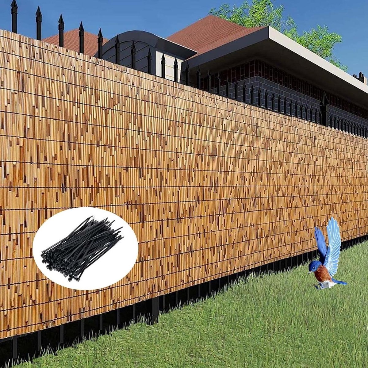 Rieten Schermrol - Bamboe Hek Rol - Privacy Creëren - Handgeweven Natuurlijk Riet - 1.6-4.2 voet hoog - Natuurlijk
