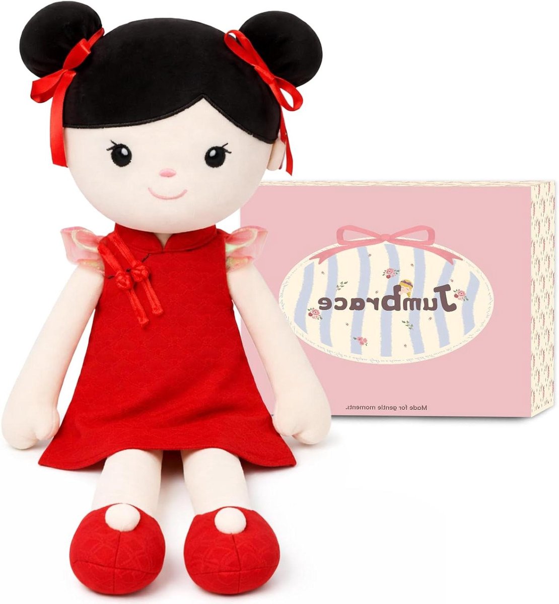 Zachte pop - Pluche speelgoed - Kinderspel - Cheongsam design - 40 cm - Rood