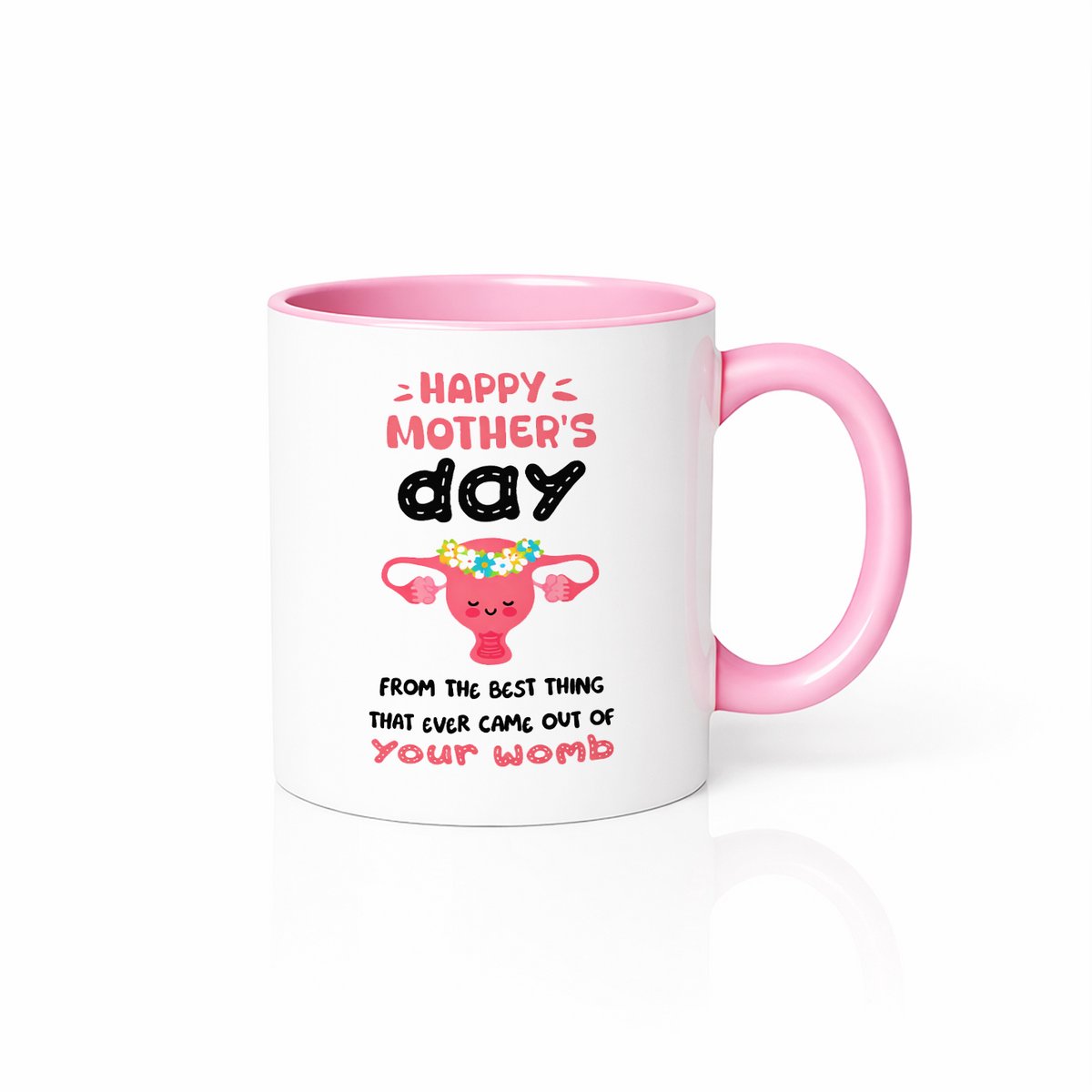 Roze Witte Moederdag Mok - Best Thing From Your Womb - Leuke Mok met Tekst