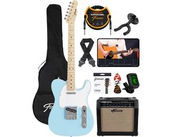 Finesse Elektrische Gitaar met Versterker - met Videocursus - TE Gitaar - Volwassenen - Kind - Blauw