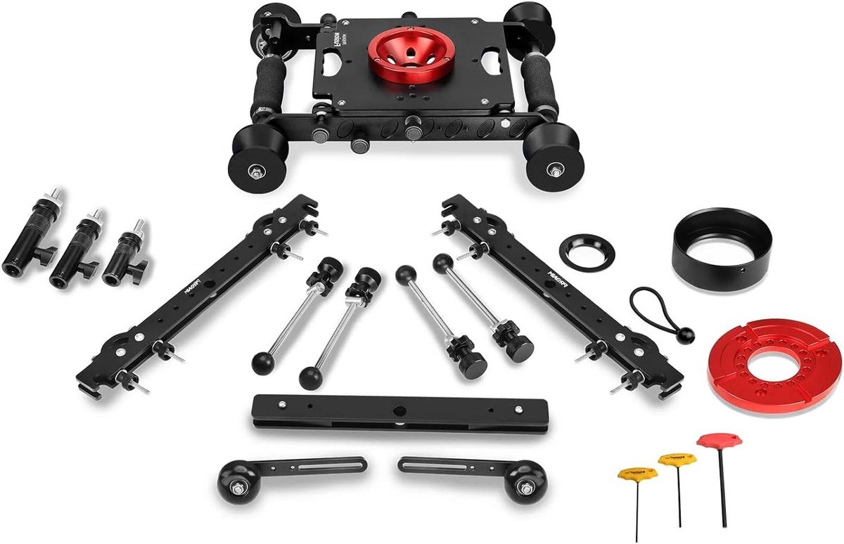 Dolly Slider met Rails - Camera Dolly Systeem - Soepele Camerabewegingen - V-vormige wielen met dubbele kogellagers