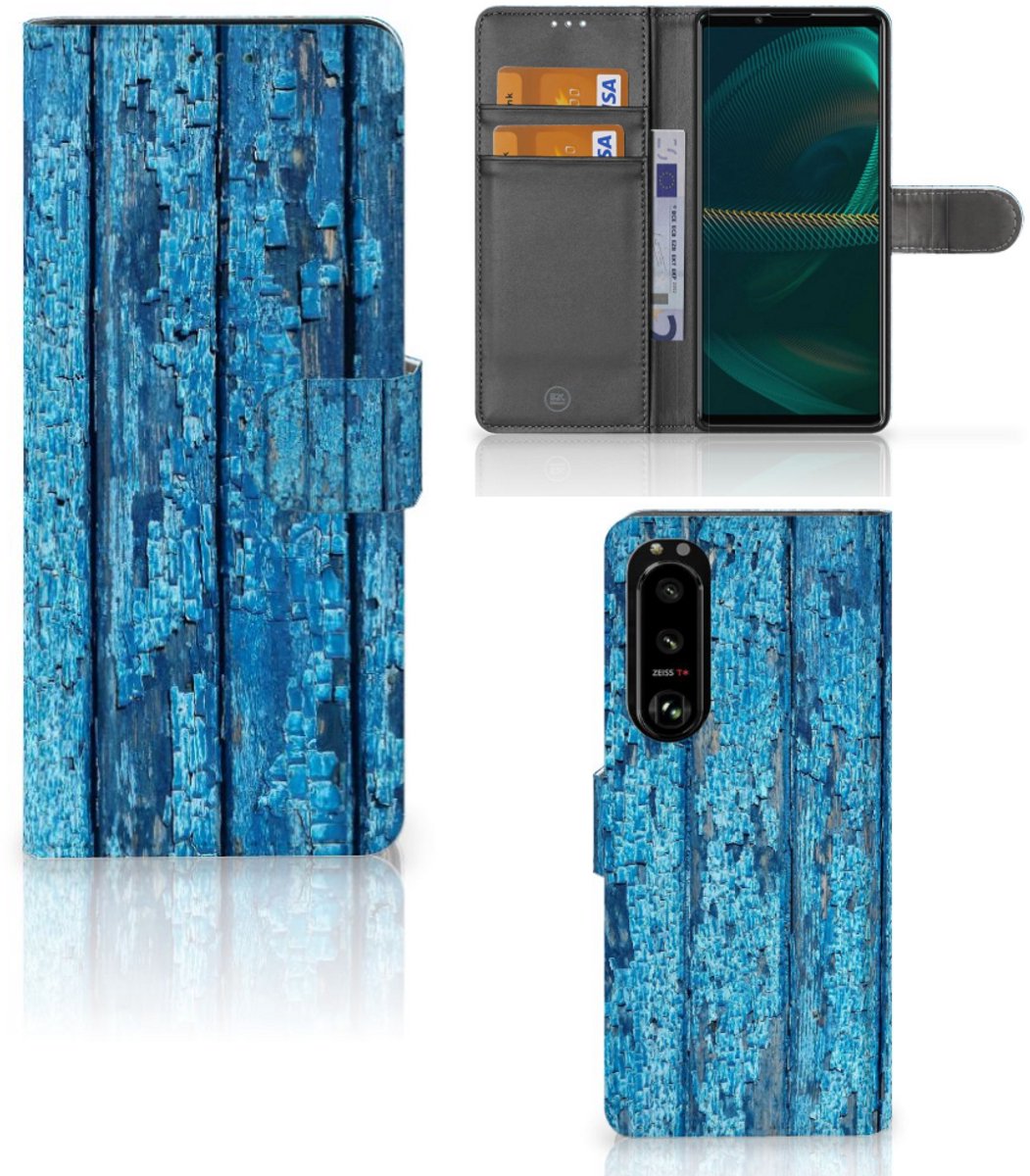 Boekhoesje voor Sony Xperia 5III Book Style Case Wood Blue