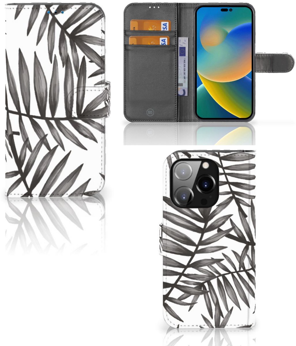 iPhone 14 Pro Hoesje Leaves Grey