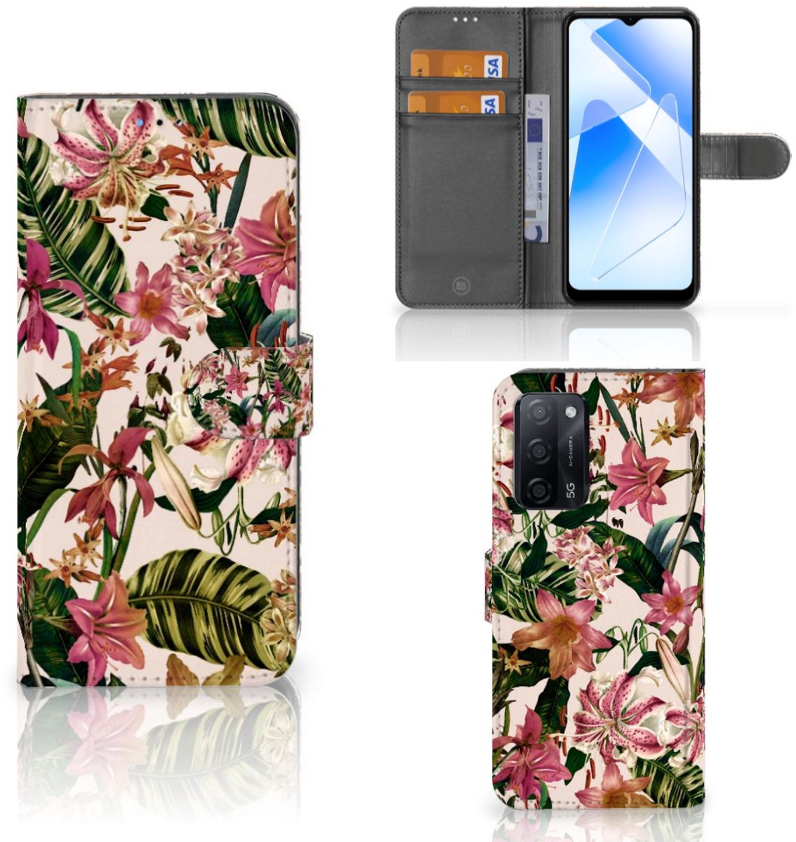 OPPO A16/A16s/A54s Hoesje Flowers