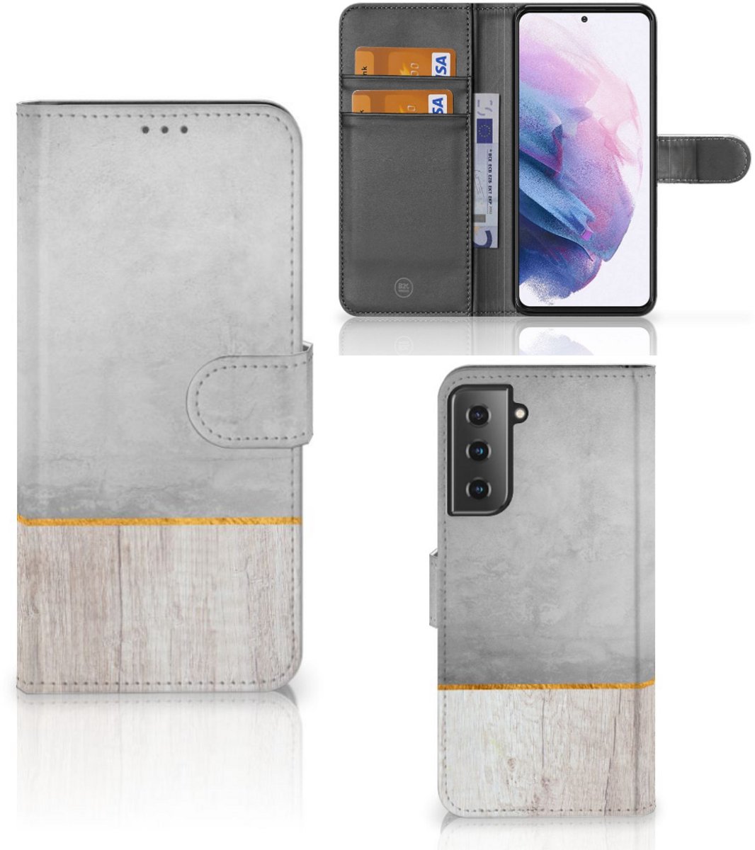 Samsung Galaxy S21 Plus Book Style Case Wood Concrete