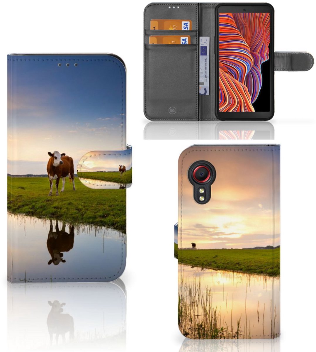 Samsung Galaxy Xcover 5 Telefoonhoesje met Pasjes Koe