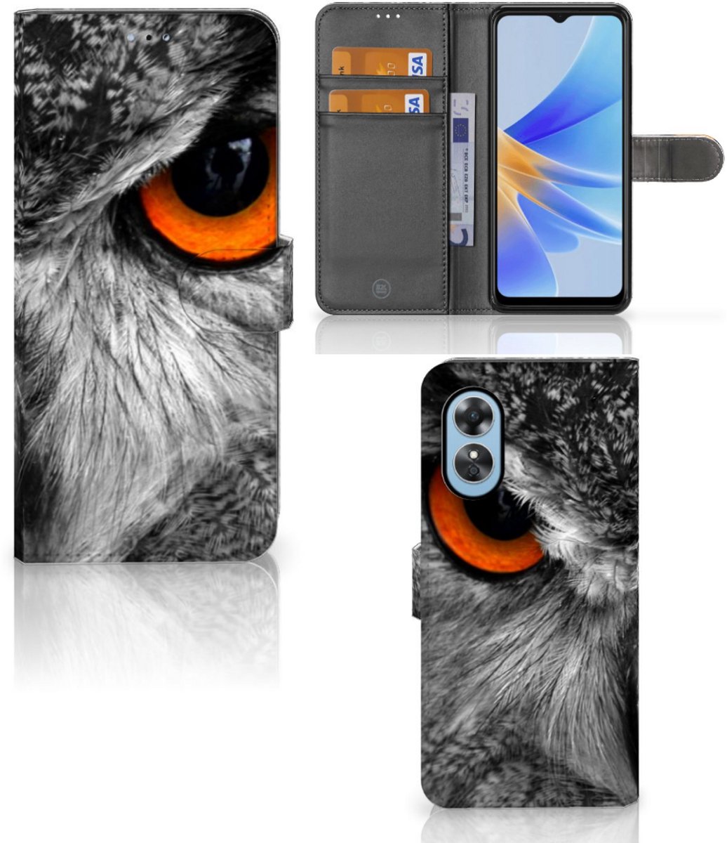 OPPO A17 Telefoonhoesje met Pasjes Uil