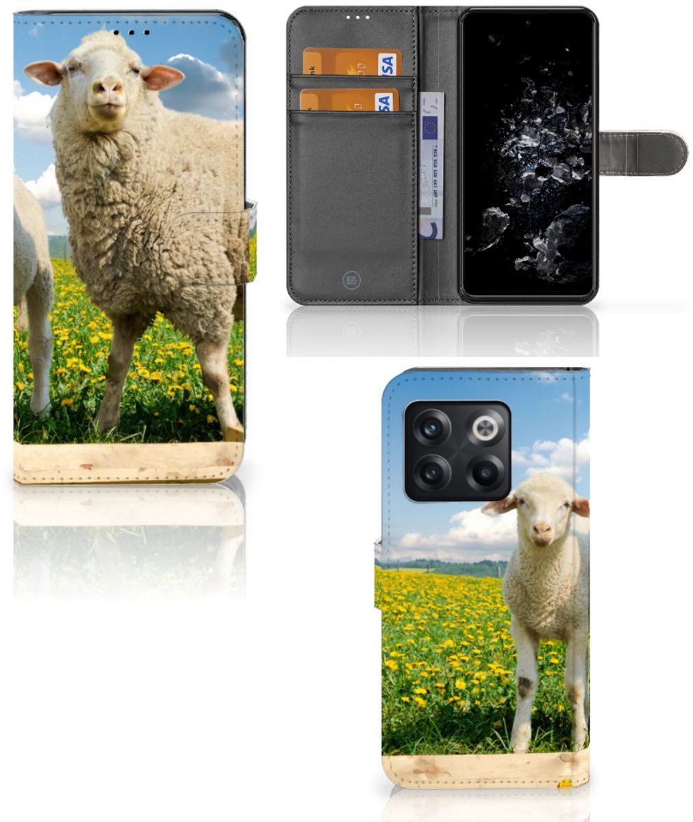 OnePlus 10T Telefoonhoesje met Pasjes Schaap en Lammetje