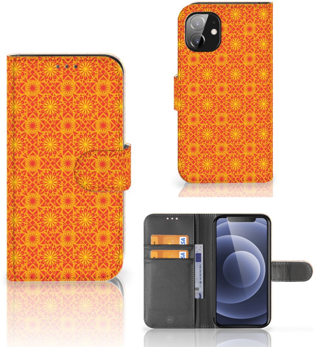 Apple iPhone 12 Mini Telefoon Hoesje Batik Oranje