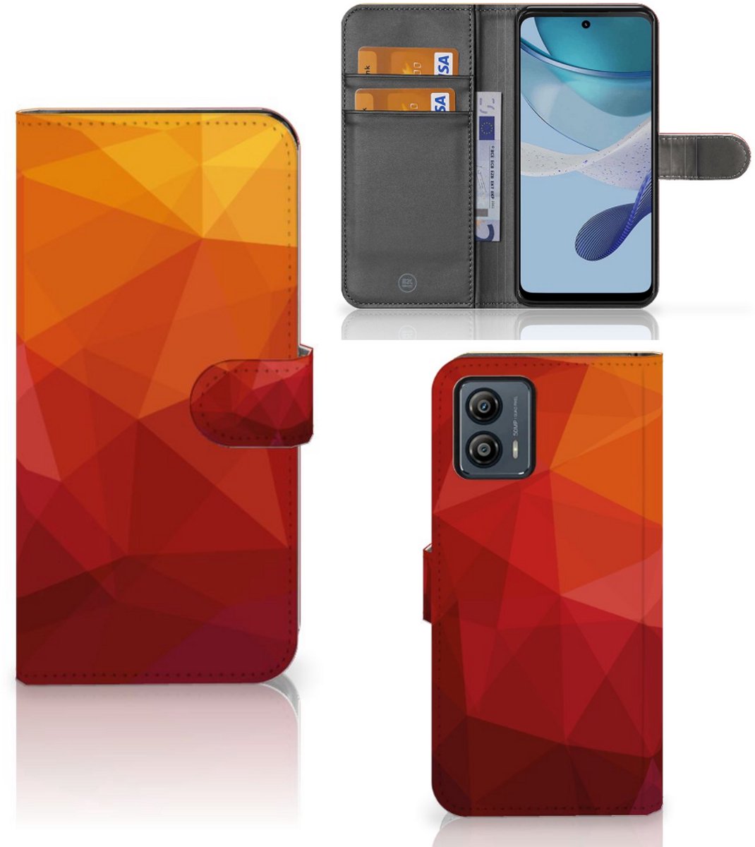 Book Case voor Motorola Moto G53 Polygon Red