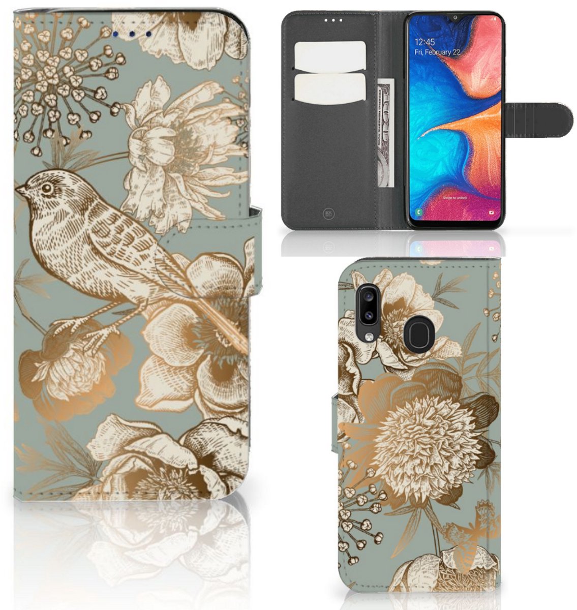 Hoesje voor Samsung Galaxy A30 Vintage Bird Flowers