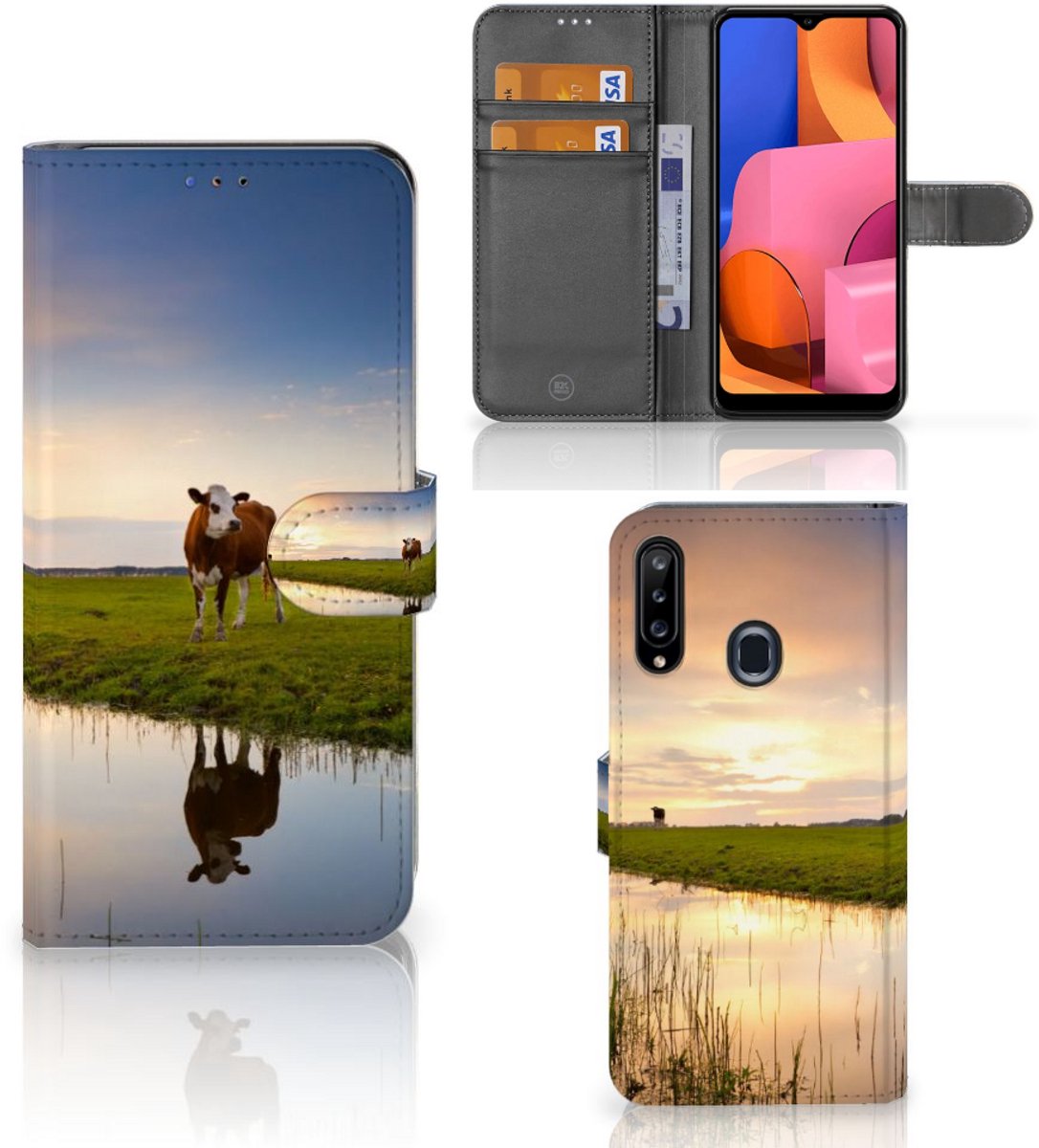Samsung Galaxy A20s Telefoonhoesje met Pasjes Koe