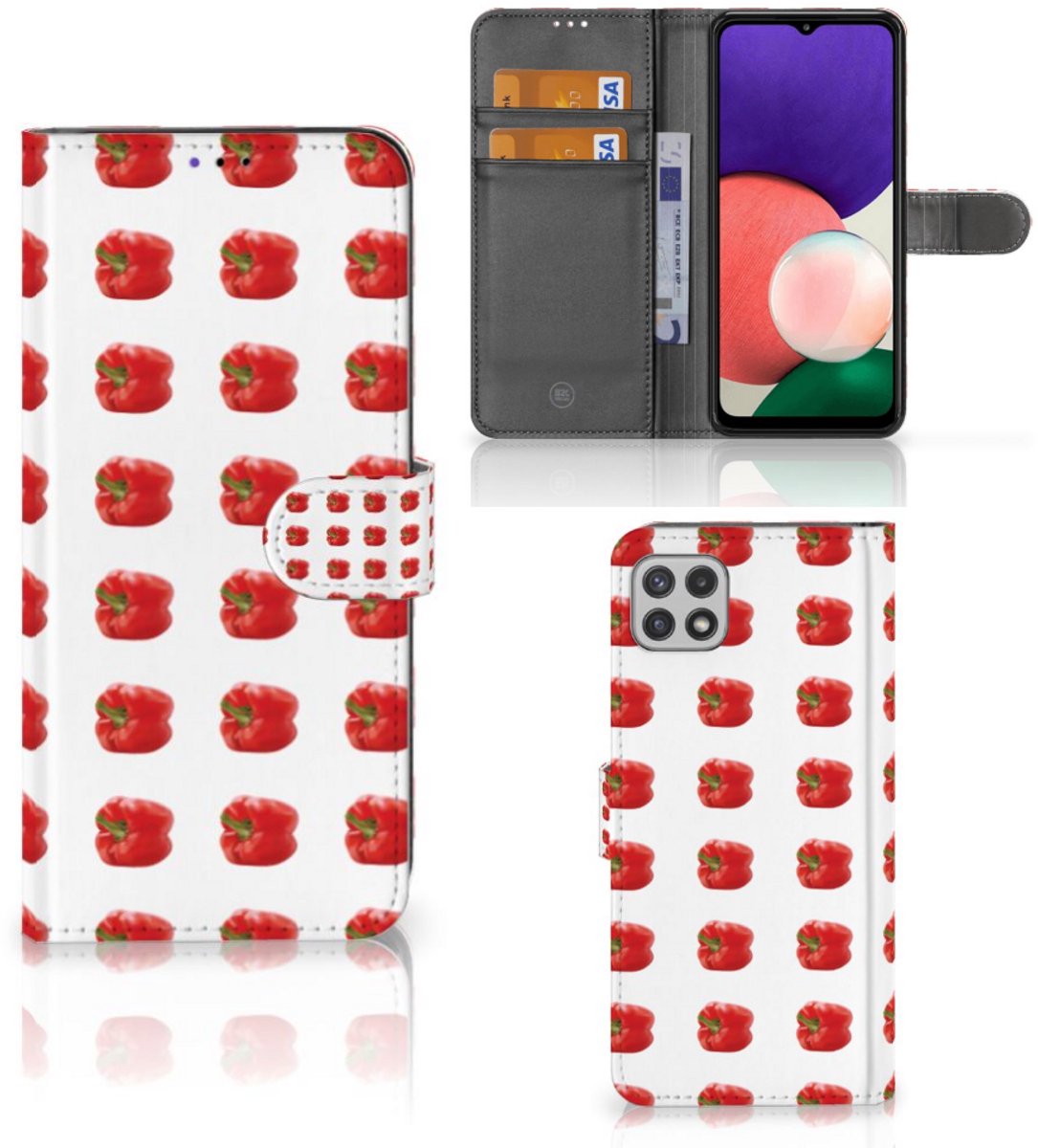 Samsung Galaxy A22 5G Book Cover Paprika Red