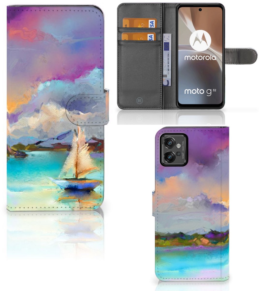 Book Case voor Hoesje Motorola Moto G32 Boat