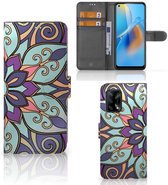 Bookcase Mobile OPPO A74 4G Etui Smartphone Fleur Violette