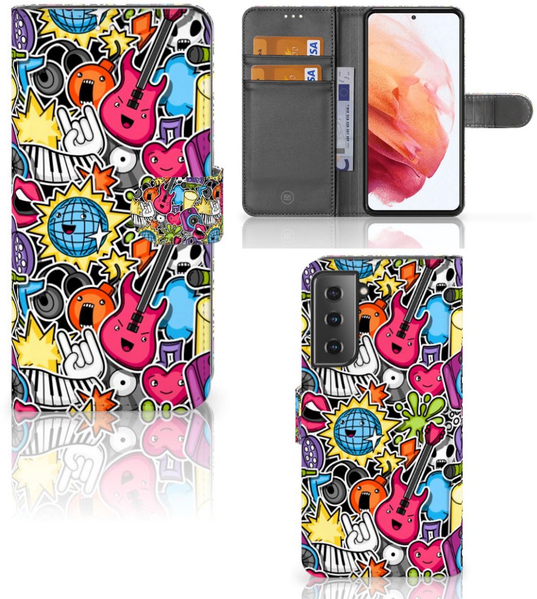 Samsung Galaxy S21 Wallet Case met Pasjes Punk Rock