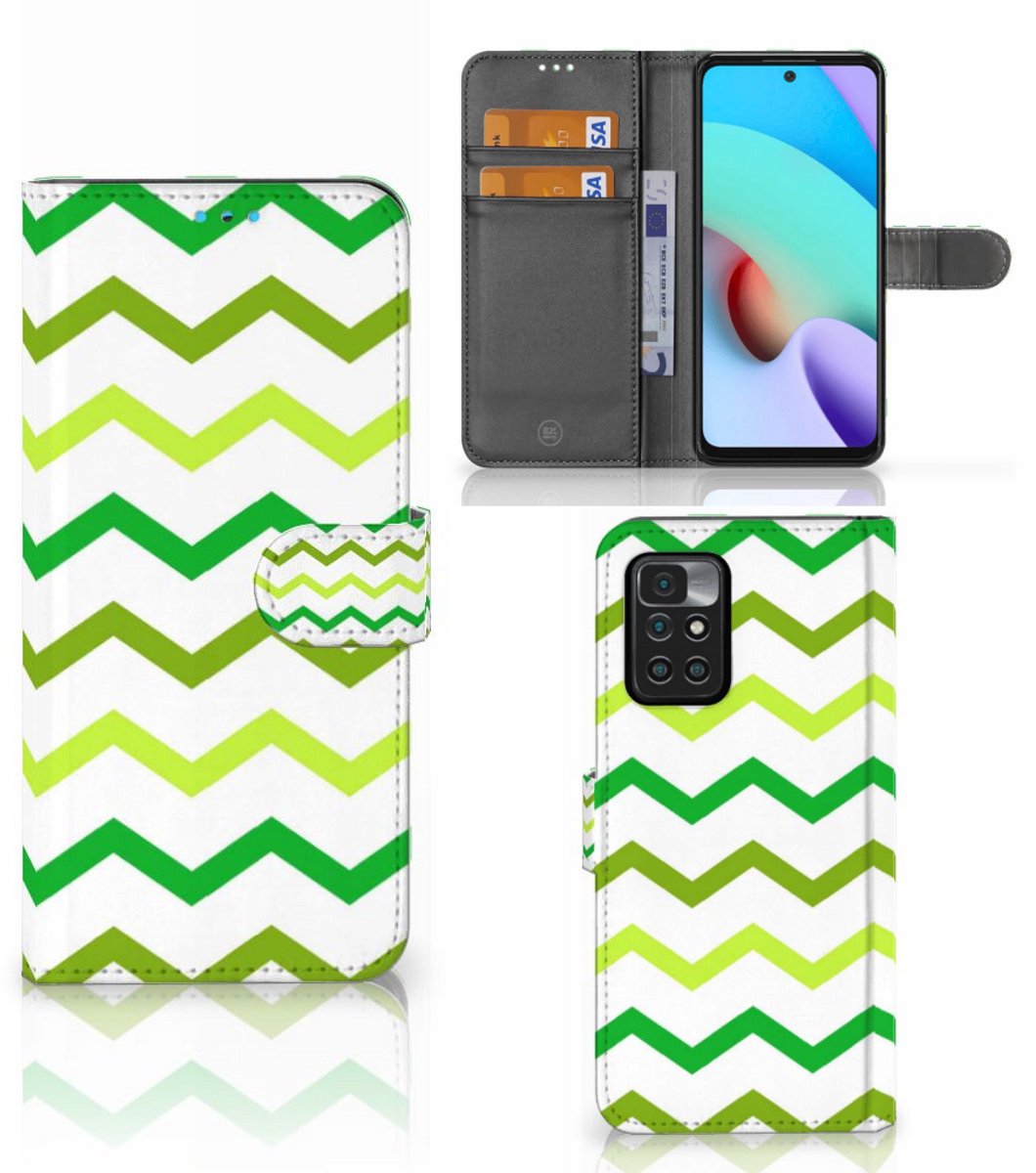 Xiaomi Redmi 10 Telefoon Hoesje Zigzag Groen