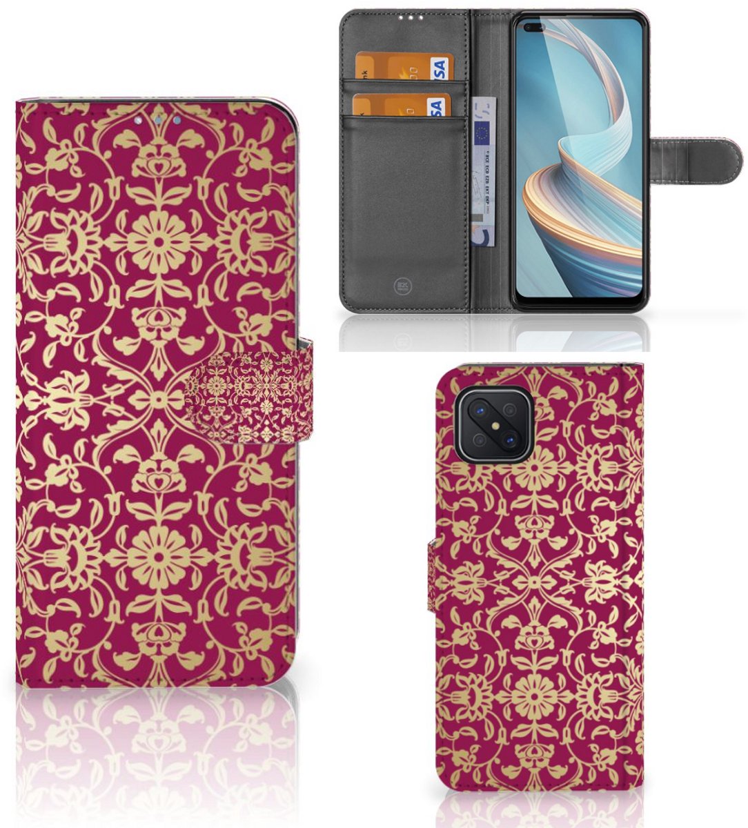 Wallet Case OPPO Reno4 Z Barok Pink