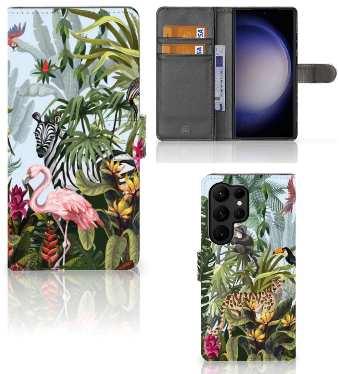 Telefoonhoesje met Pasjes voor Samsung Galaxy S23 Ultra Jungle