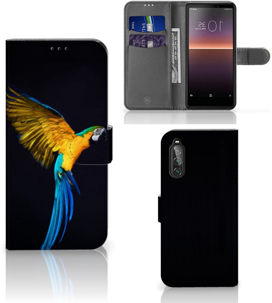 Sony Xperia 10 II Telefoonhoesje met Pasjes Papegaai