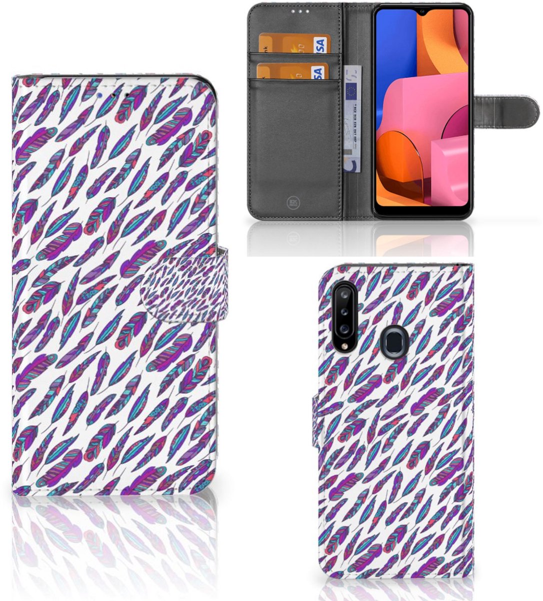 Samsung Galaxy A20s Telefoon Hoesje Feathers Color