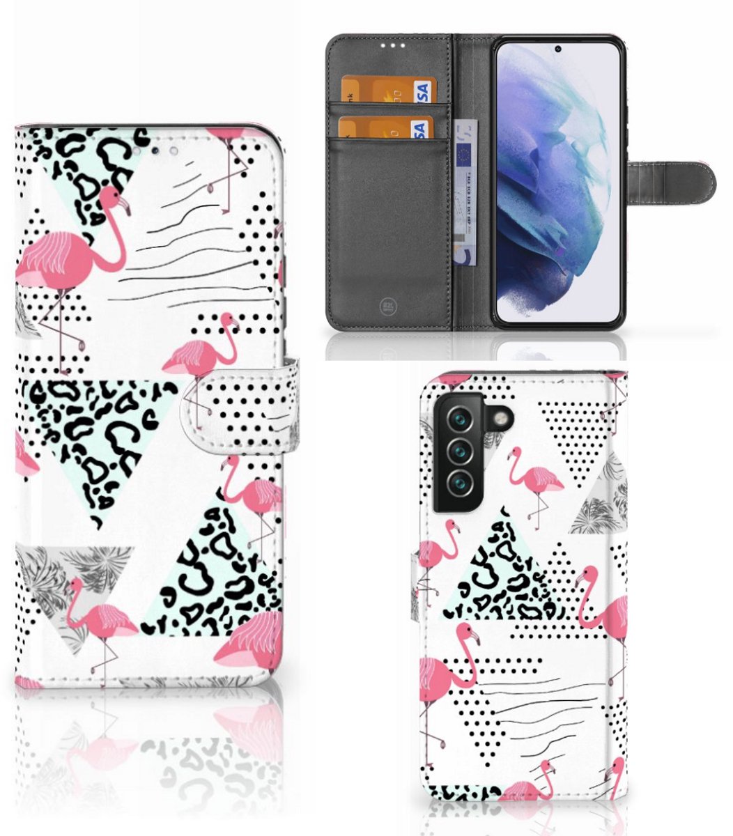 Samsung Galaxy S22 Plus Telefoonhoesje met Pasjes Flamingo Triangle