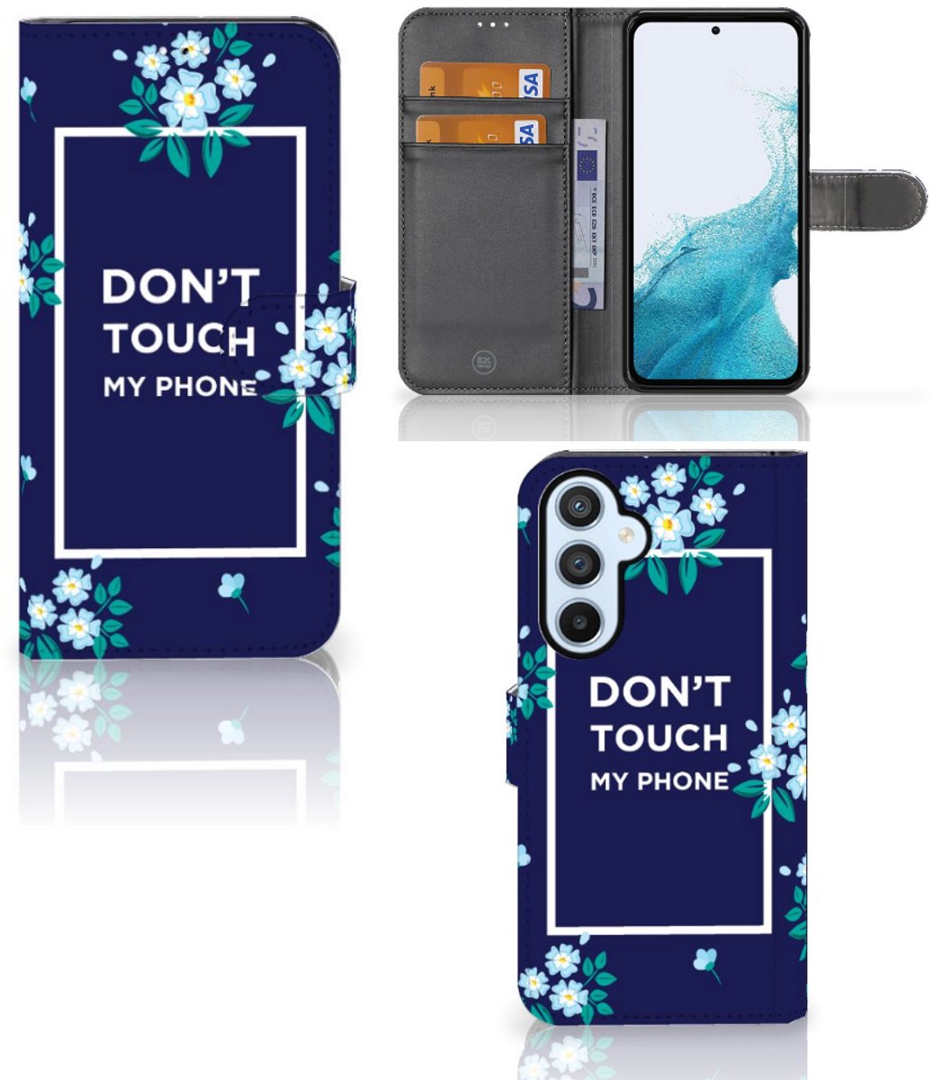 Samsung Galaxy A54 5G Portemonnee Hoesje Flowers Blue DTMP