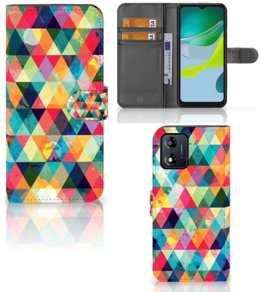 Motorola Moto E13 4G Telefoon Hoesje Geruit