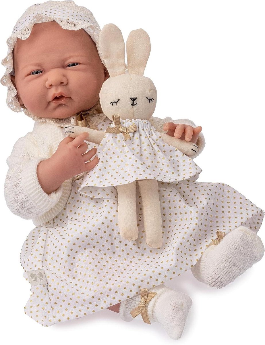 Babypop Zacht Lichaam - Realistische Pop Newborn Pop - Kinderspel Stimuleren - Gedetailleerde Babykenmerken - 38 cm - Wit