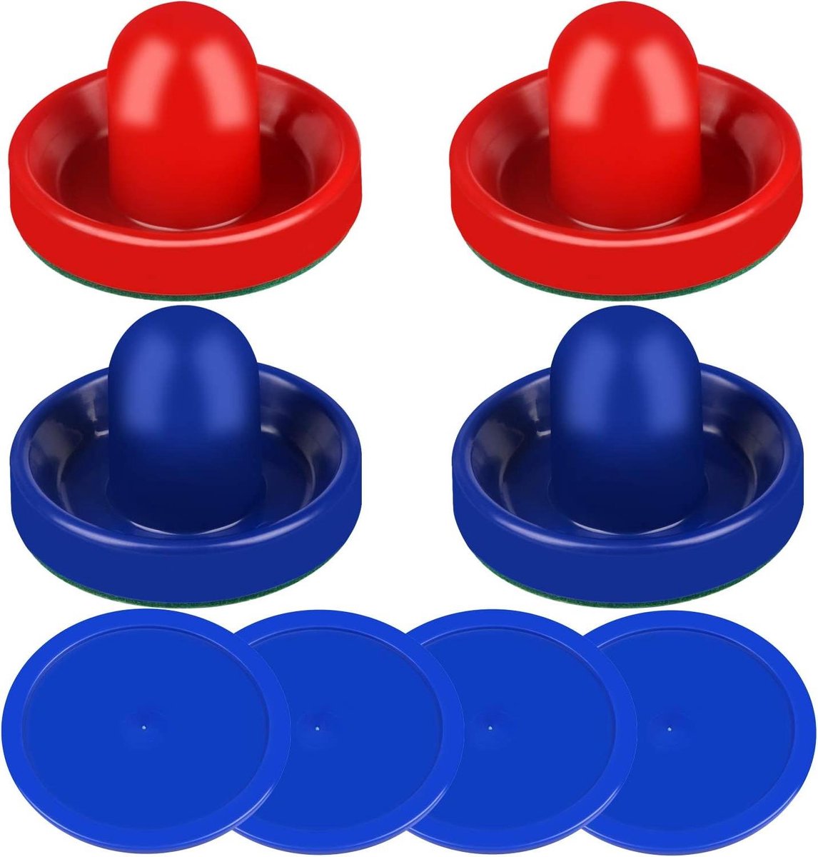 Air Hockey Accessoires - Pushers en Pucks - Spelverbetering - Hoogwaardig ABS Materiaal - 9.7 cm Pushers - Blauw Rood