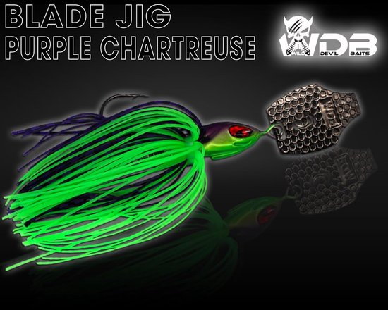 Chatterbait Kunstaas - Bewegend Lokaas Vissen - Roofvis Vangen - Agressieve Fladderende Beweging - 10 gram - Paars Chartreuse — afbeelding 4
