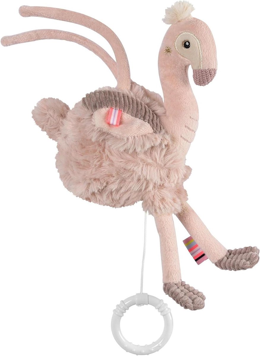 Muziekdoos Flamingo - Knuffel Speelgoed - Baby Kalmeren - Zachte Melodie - 24 cm - Rosé