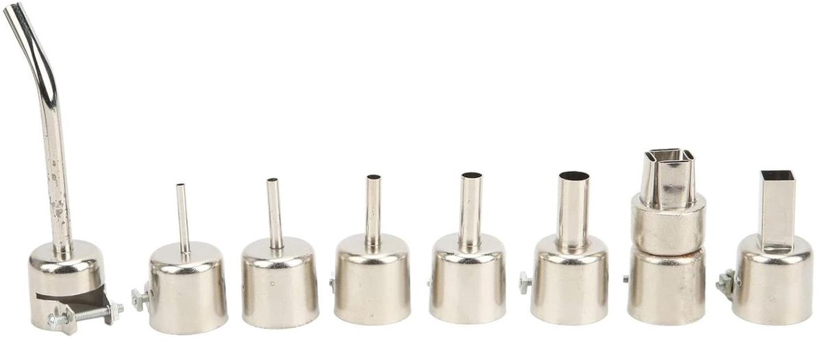 Gebogen Hoek Warmtepistool Nozzles, 8 Stuks Gebogen Hoek Warmtepistool Nozzles Kit Roestvrijstalen Heteluchtpistool Tips Hittebestendige Nozzles Tool