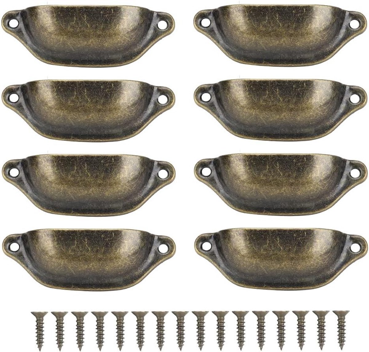 Set van 8 Retro Schelp Handgrepen 97 x 35 mm, Vintage Meubelgrepen voor Keuken, Kast en Ladekast met Schroeven