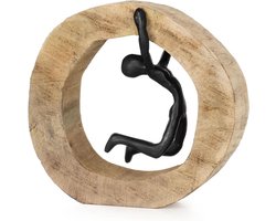 Houtdecoratie Sculptuur - Moderne Figuur - Niet Opgeven Symbool - Handgemaakt Unicaat - 20 x 7 x 185 cm - Houtkleuren