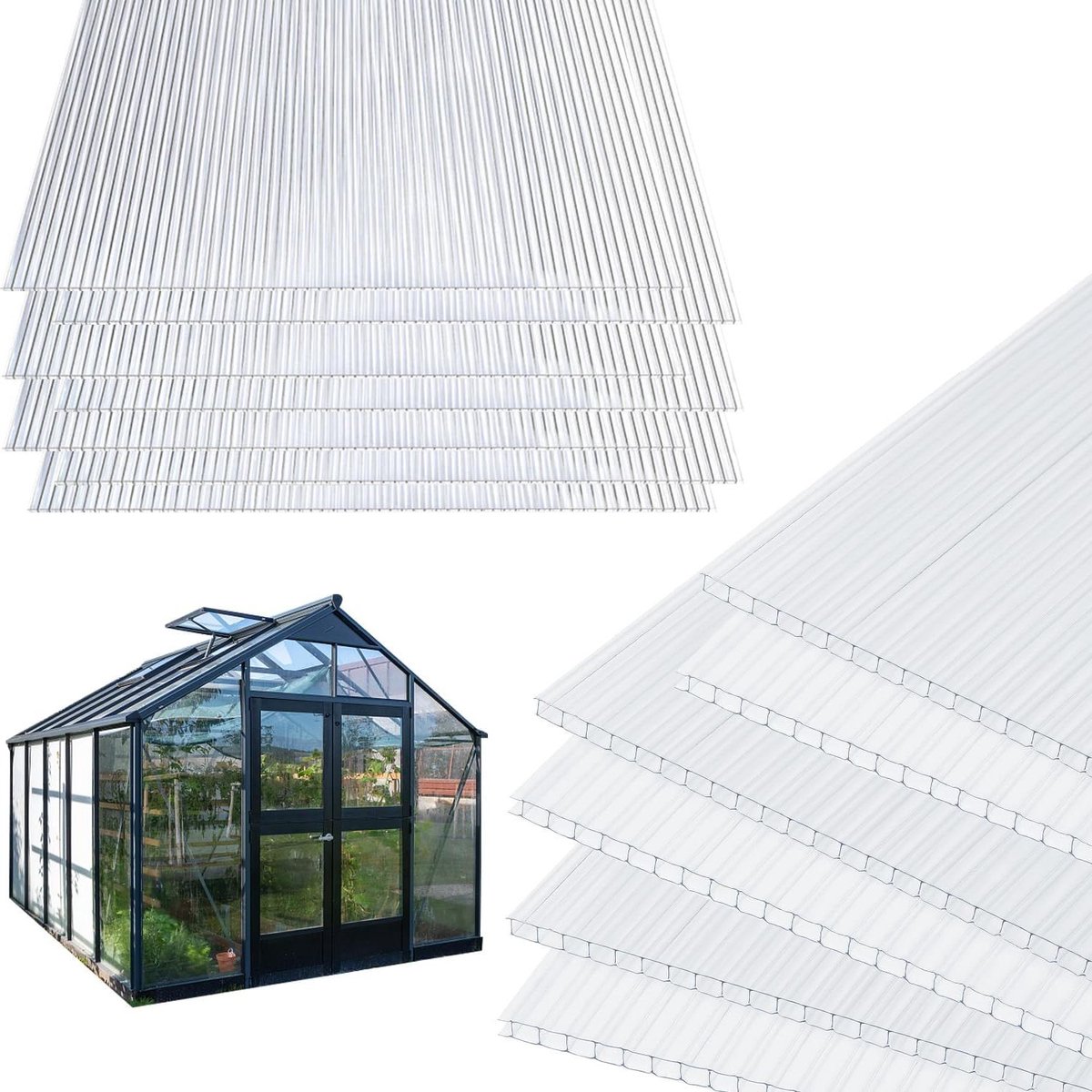 Dubbelwandige Platen - Broeikas Platen - Kassen Bouwen - Holle Kamer Structuur - 60.5 x 121 cm - Helder