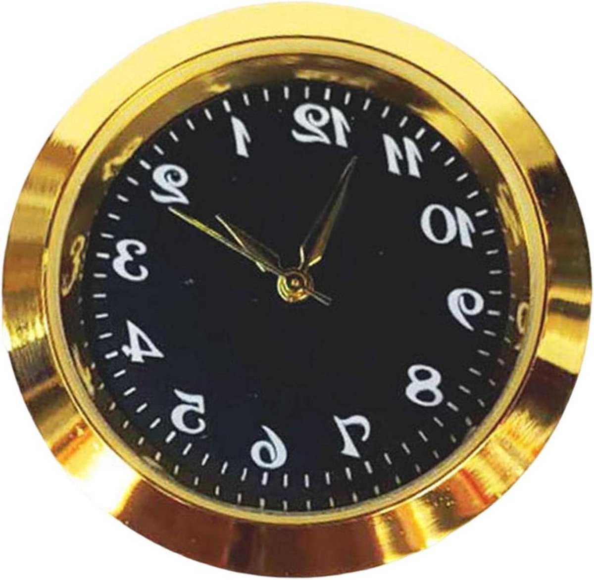 Klok Inzet - Mini Klokje - Tijd Aflezen - Gladde Beweging - 35mm - Zwart