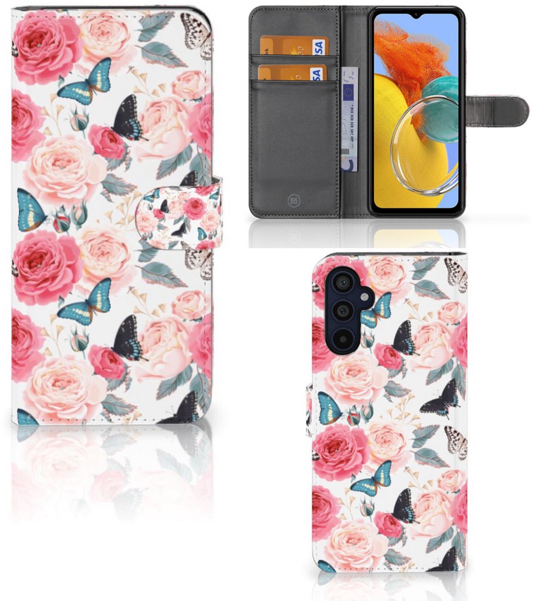 Samsung Galaxy M14 Hoesje Butterfly Roses