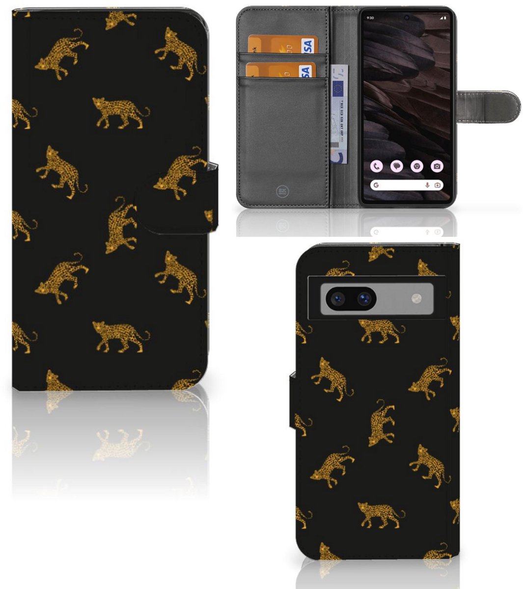 Telefoonhoesje met Pasjes voor Google Pixel 7A Leopards