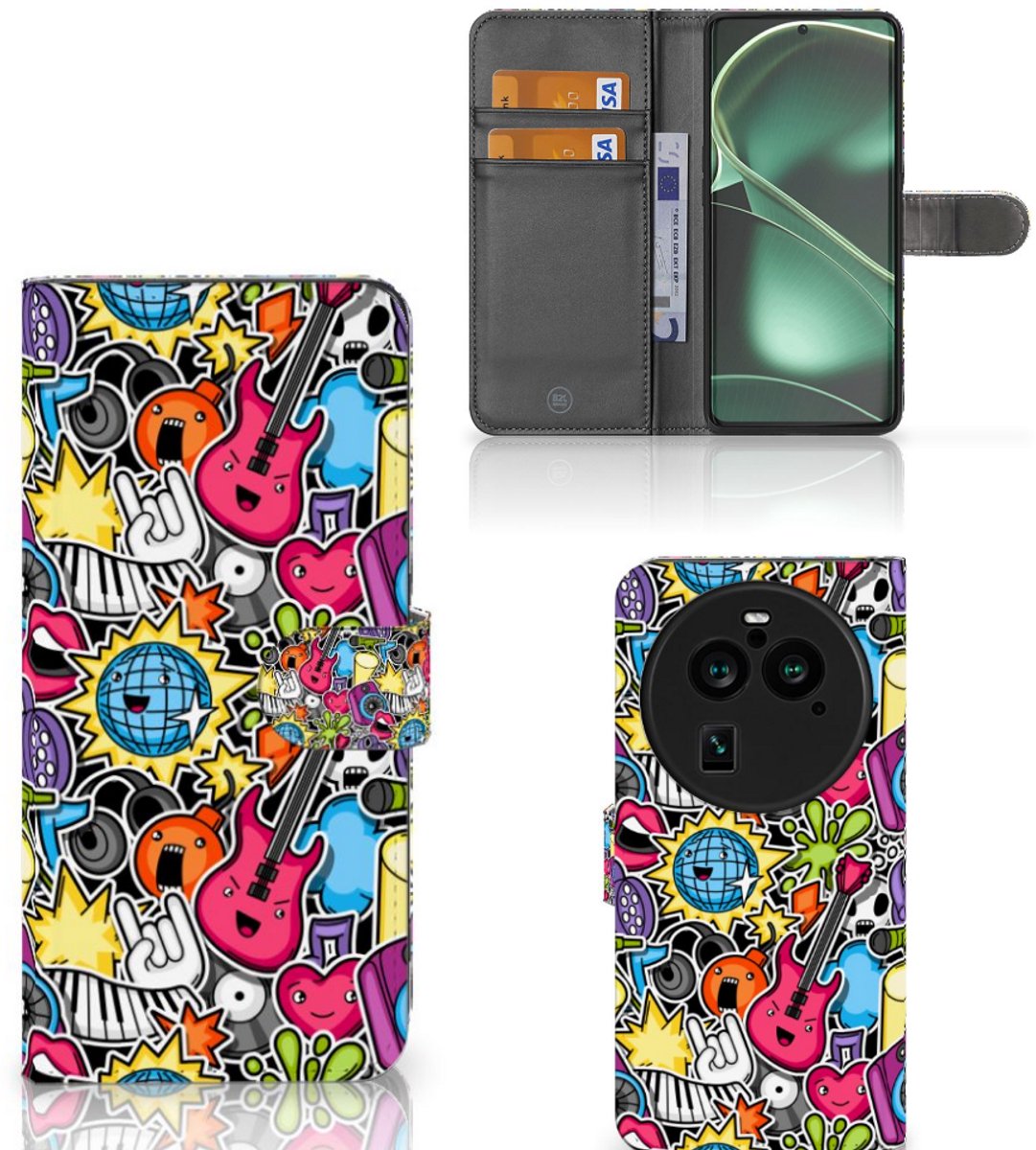 OPPO Find X6 Pro Wallet Case met Pasjes Punk Rock