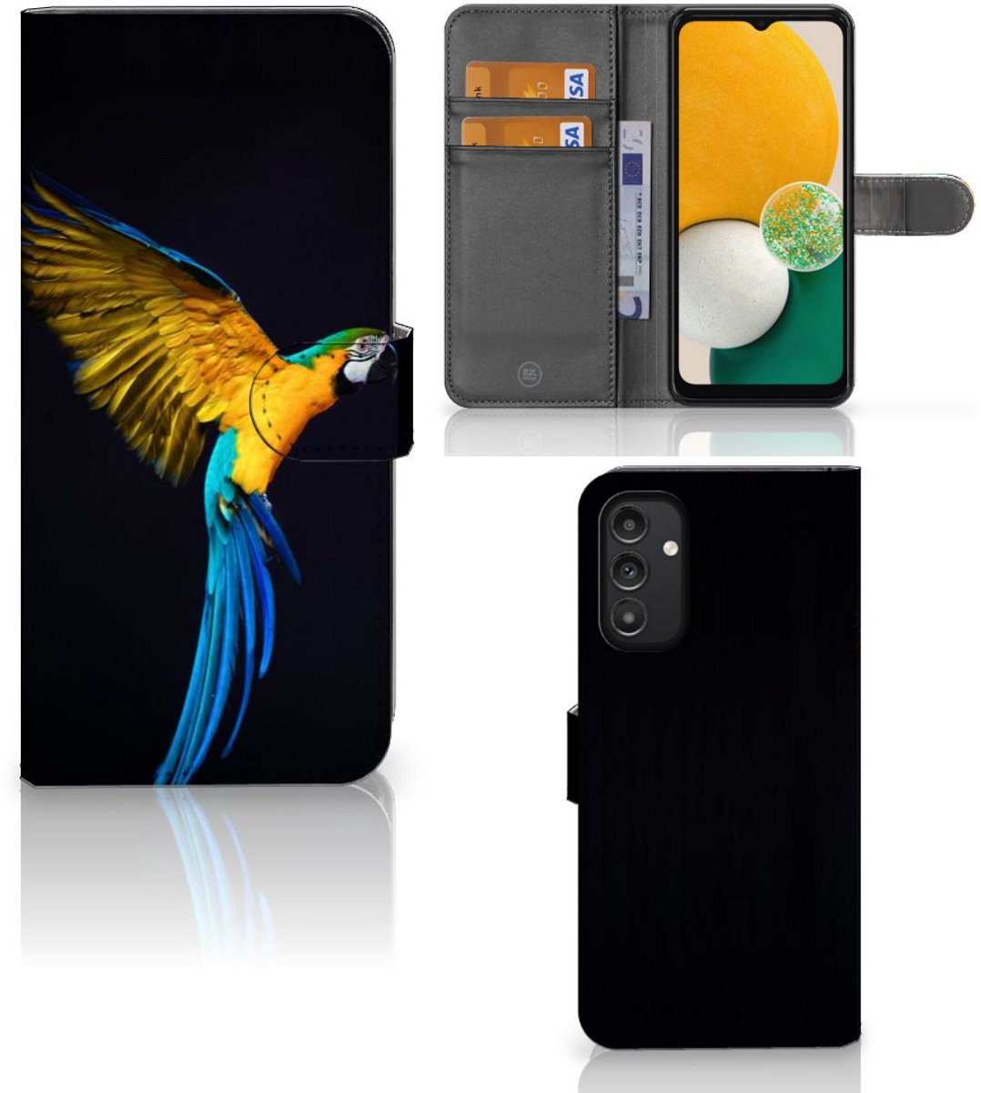 Samsung Galaxy A14 4G Telefoonhoesje met Pasjes Papegaai