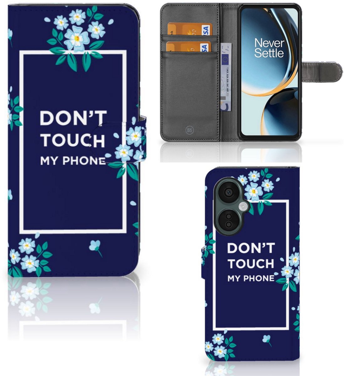 Book Case voor OnePlus Nord CE 3 Lite Portemonnee Hoesje Flowers Blue DTMP
